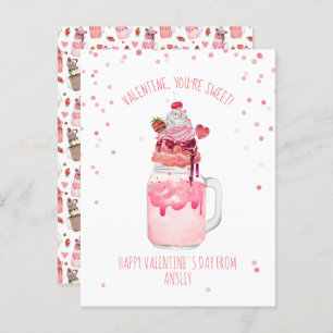 You're Sweet Valentine Candy Love Milkshake Postcard