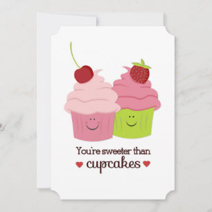 You're Sweeter Than Cupcakes Valentine's Day Flat Holiday Card