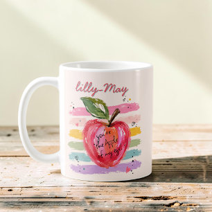 You're the Apple of My Eye Watercolor Red Apple  Coffee Mug