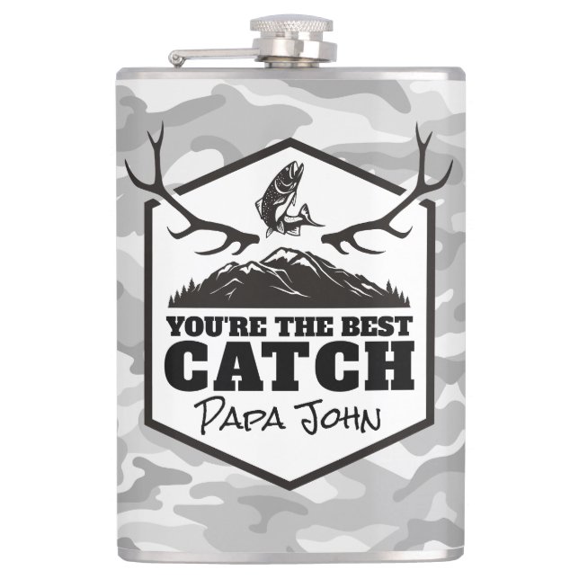 You're the Best Catch Personalised Gift Hip Flask (Front)