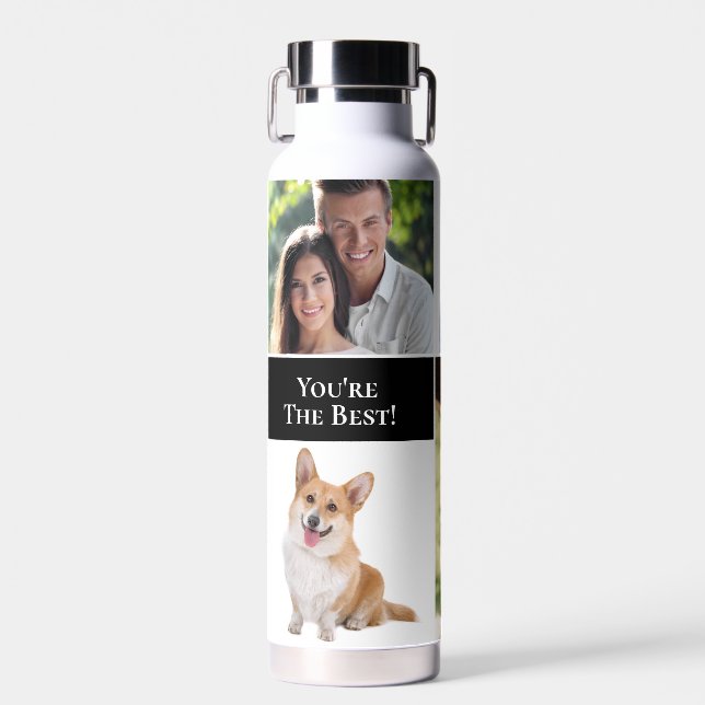 You're the Best Custom 4 photos memories Water Bottle (Front)