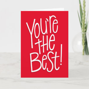 You're the best fun handlettered red thank you  card