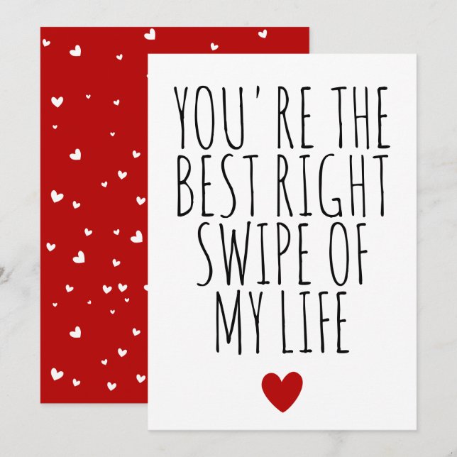 You're the Best Right Swipe of My Life love Gift Holiday Card (Front/Back)