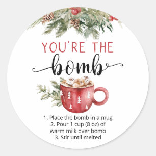 You're the bomb hot chocolate cocoa classic round sticker