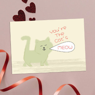 You're The Cats Meow Mini Kids Valentine Card