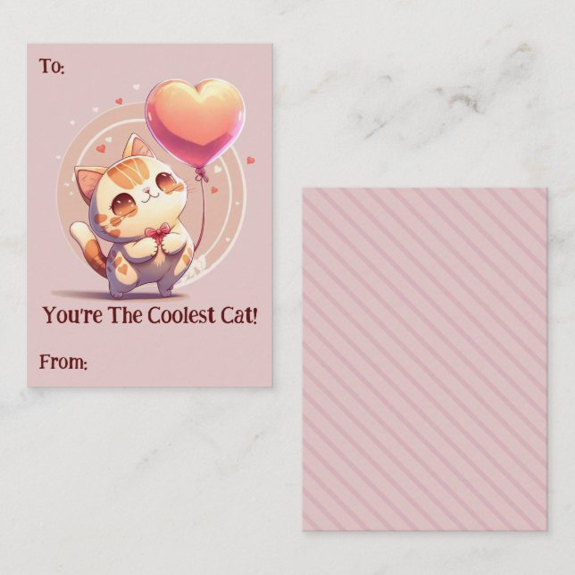You're The Coolest Cat Valentine's Day Card (Front/Back)