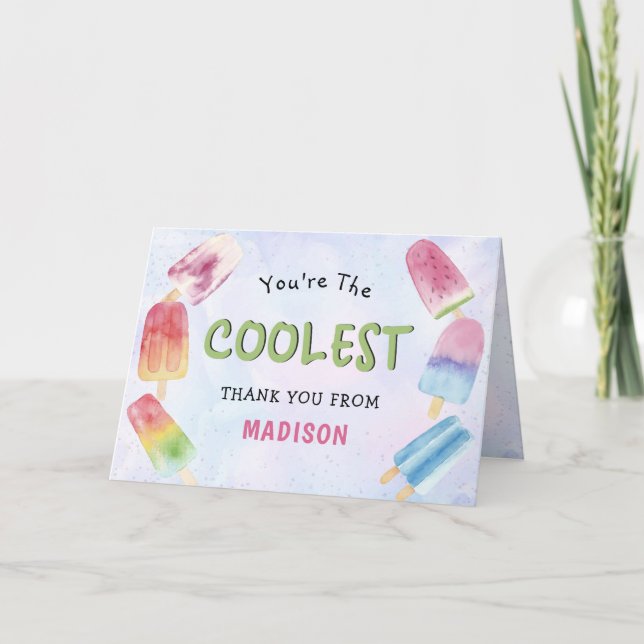 You're The Coolest Summer Popsicle Party Thank You Card (Front)