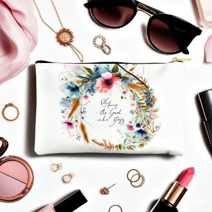 You're the God who Stays, watercolor floral Accessory Pouch