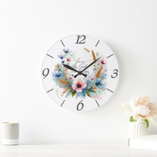 You're the God who Stays, watercolor floral Large Clock