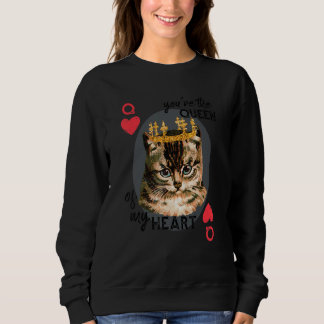 You're The Queen Of My Heart Red Heart Cat Mum Cr Sweatshirt