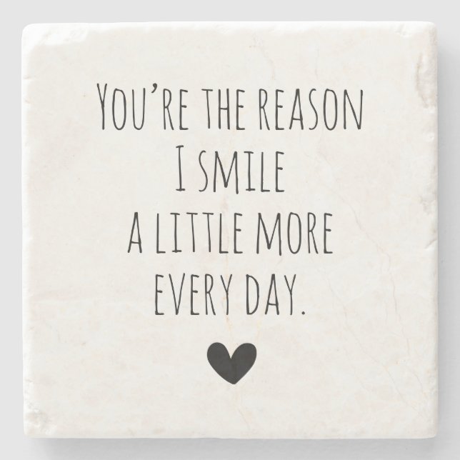 You're The Reason Typography Heart Stone Coaster (Front)