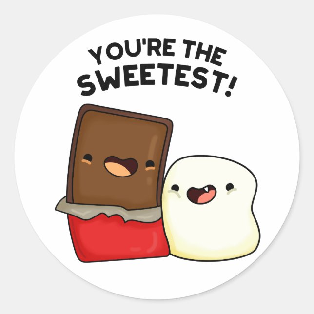 You're The Sweetest Funny Snack Pun Classic Round Sticker (Front)