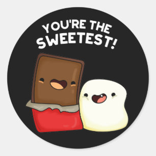 You're The Sweetest Funny Snack Pun Dark BG Classic Round Sticker