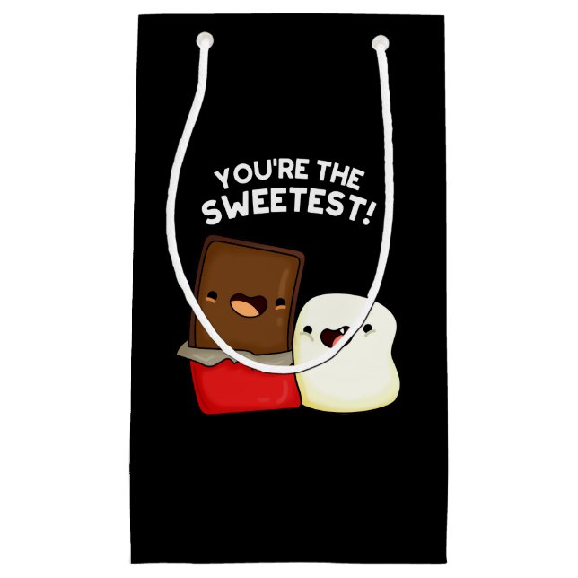 You're The Sweetest Funny Snack Pun Dark BG Small Gift Bag (Front)