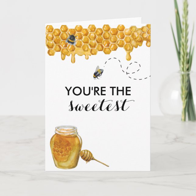 You're the Sweetest Honey Bee Watercolor Card (Front)