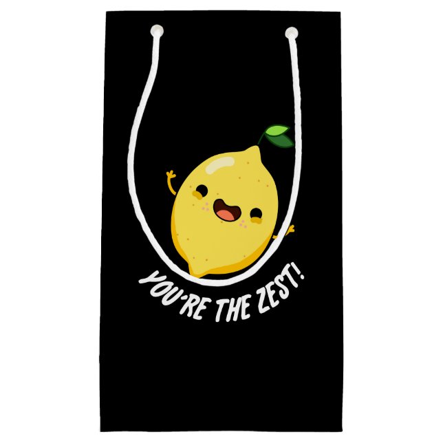 You're The Zest Funny Lemon Pun Dark BG Small Gift Bag (Front)