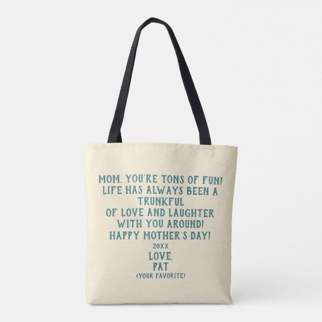 "You're Tons of Fun" Mother's Day Gift  Tote Bag (Back)