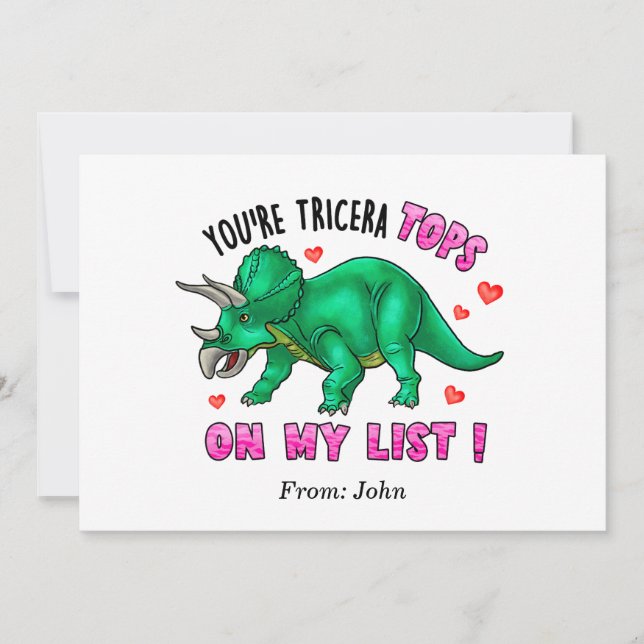 You're Tricera Tops Funny Dinosaur Valentine's Day Invitation (Front)