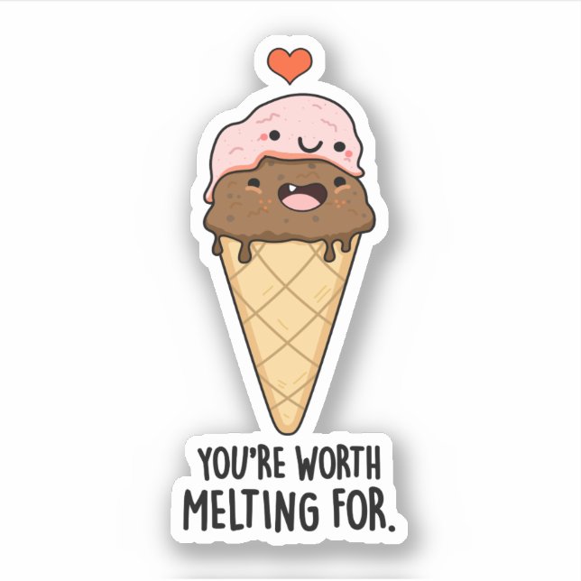 You're Worth Melting For Funny Ice Cream Pun  (Front)