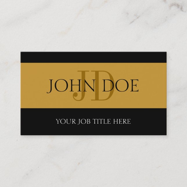 YourJobTitle Stripes Gold Business Card (Front)