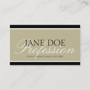 YourJobTitle! Tan/White Script/Black Borders Business Card