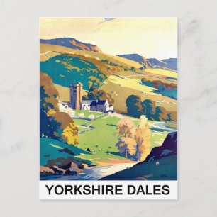 Yourkshire Dales landscape, vintage travel Postcard