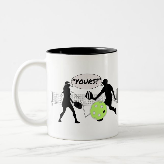 “Yours!” Pickleball Doubles Two-Tone Coffee Mug (Left)