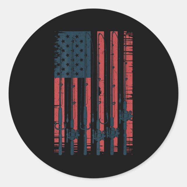 Youth American Flag Fishing Le Men Boys Patriotic  Classic Round Sticker (Front)