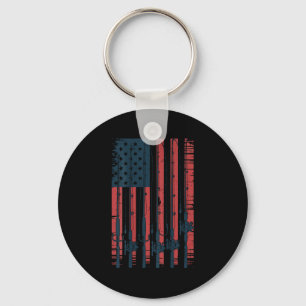 Youth American Flag Fishing Le Men Boys Patriotic  Key Ring