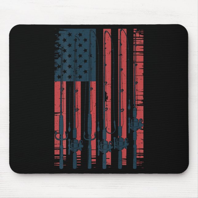 Youth American Flag Fishing Le Men Boys Patriotic  Mouse Pad (Front)