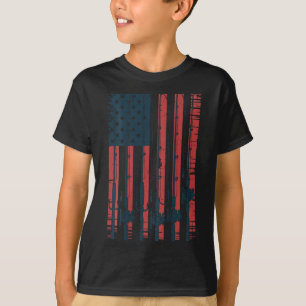 Youth American Flag Fishing Le Men Boys Patriotic  T-Shirt