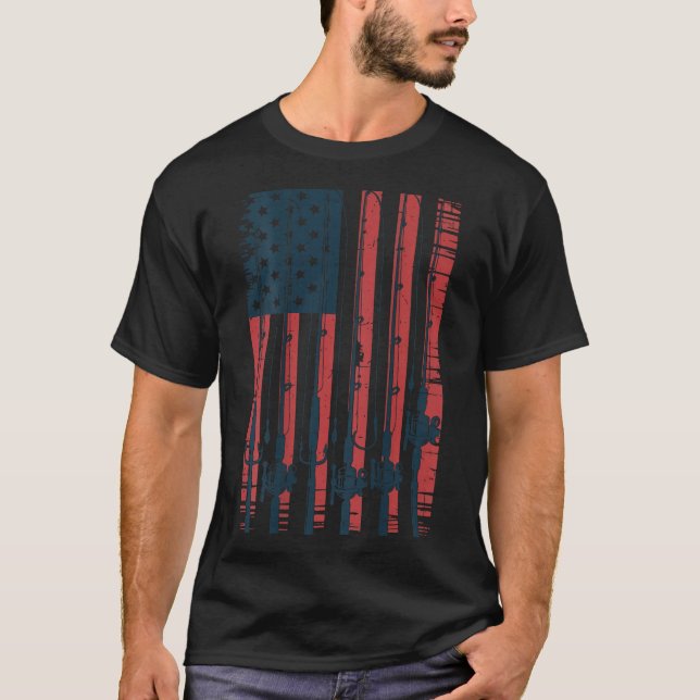 Youth American Flag Fishing Le Men Boys Patriotic  T-Shirt (Front)