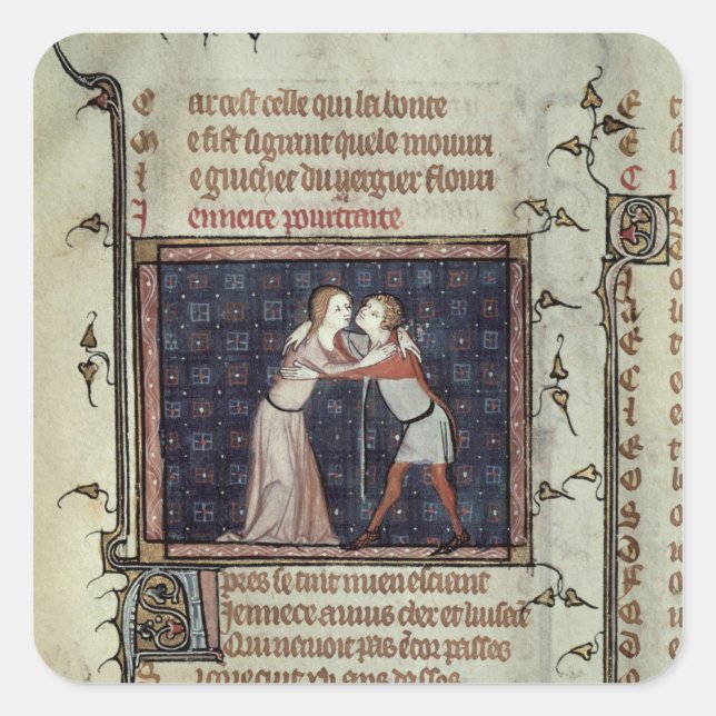 Youth and Love Embracing Square Sticker (Front)