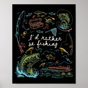 Youth be fishing bass fish men kids funny fishing poster