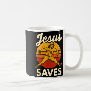 Youth Boy Baseball Jesus Saves Christian Baseball Coffee Mug