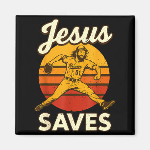 Youth Boy Baseball Jesus Saves Christian Baseball  Magnet