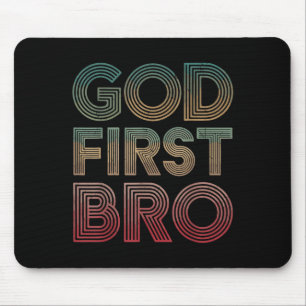 Youth Boy God First Bro Funny Christian God Brothe Mouse Pad