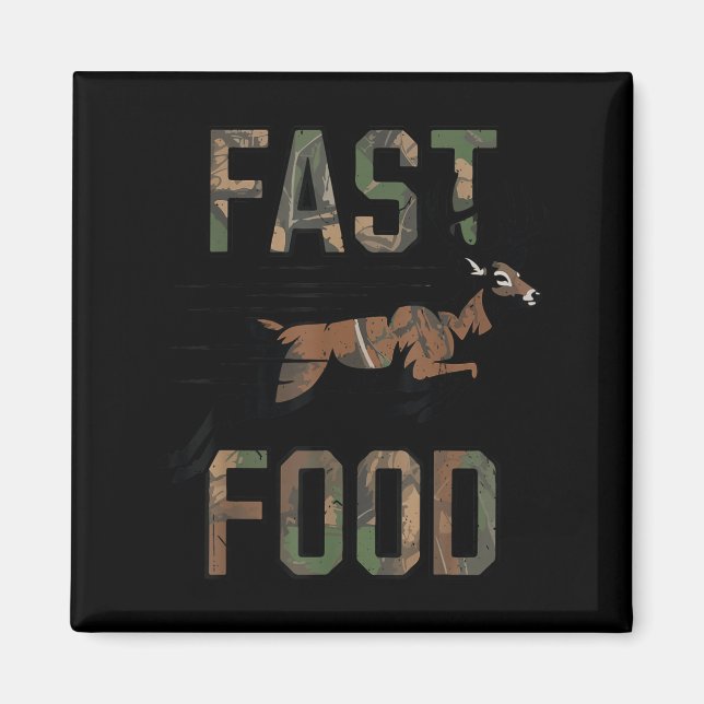 Youth Boys Camo Deer Hunting Fast Food Funny Hunti Magnet (Front)