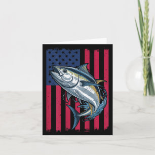 Youth Boys Deep Sea Fishing American Flag Bluefin  Card