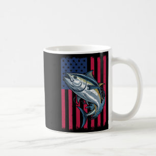 Youth Boys Deep Sea Fishing American Flag Bluefin  Coffee Mug