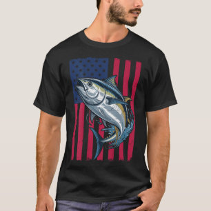 Youth Boys Deep Sea Fishing American Flag Bluefin  T-Shirt