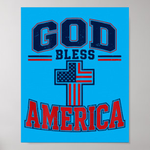Youth Boys God Bless Aamerica Flag Patriotic Poster