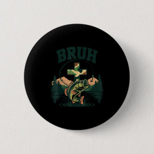 Youth bruh fish camo bass fishing christian 6 cm round badge