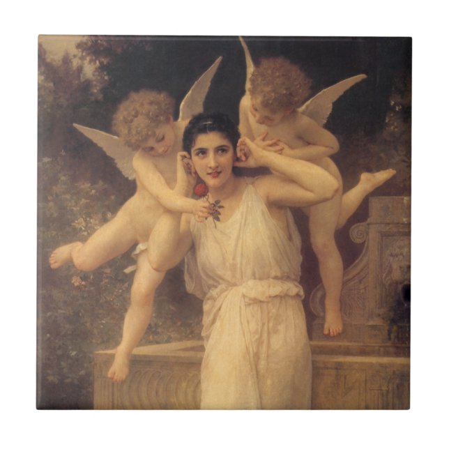 Youth by Bouguereau, Victorian Angels Portrait Ceramic Tile (Front)