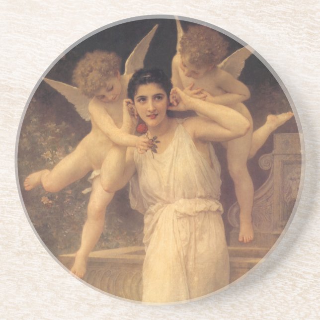 Youth by Bouguereau, Victorian Angels Portrait Coaster (Front)