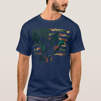 Youth Camo Mallard Duck Hunting Camoue American Fl T-Shirt