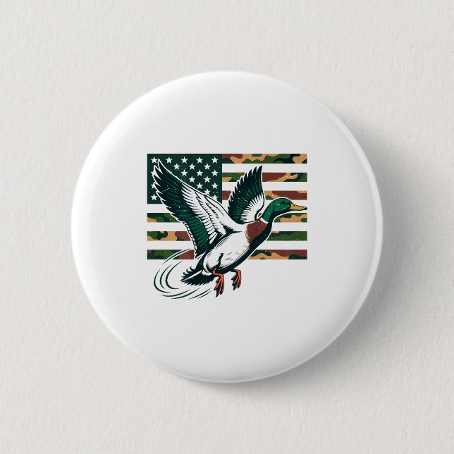 Youth Camo Mallard Duck Hunting Camouflage America 6 Cm Round Badge (Front)