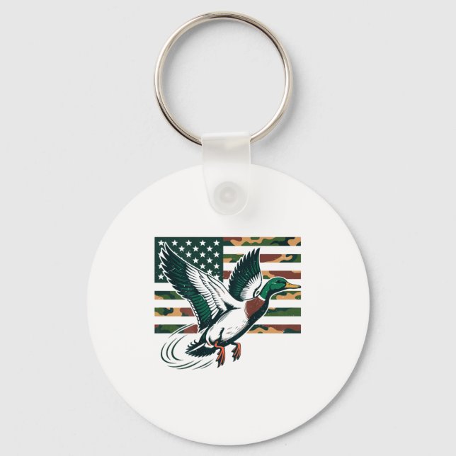 Youth Camo Mallard Duck Hunting Camouflage America Key Ring (Front)