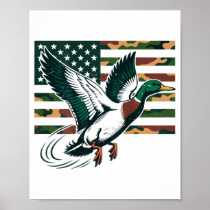 Youth Camo Mallard Duck Hunting Camouflage America Poster