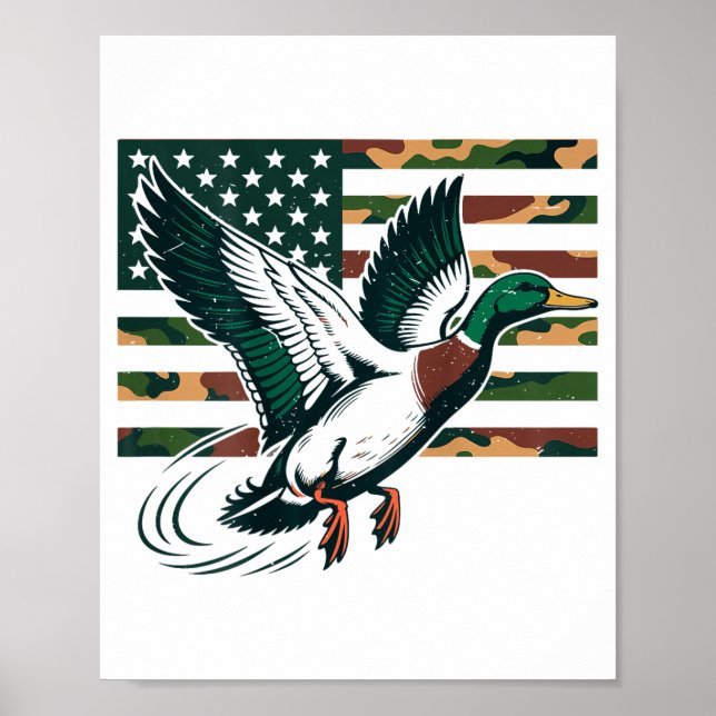 Youth Camo Mallard Duck Hunting Camouflage America Poster (Front)